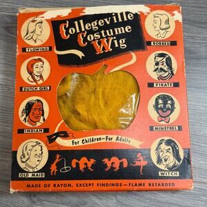 Vtg 1960s Collegeville Halloween Costume Wig Dutch Girl #1100 Orig Box